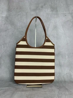 Alternative view of MIU MIU Totes Bags Canvas Leather (White-Brown) 35X40CM E50202608090107