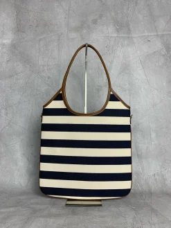 Alternative view of MIU MIU Totes Bags Canvas Leather (White-Navy Blue) 35X40CM E50202608090108