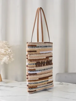 Alternative view of MIU MIU Totes Bags Cotton (Brown-Beige) 30X38CM G50202608091187