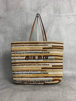 MIU MIU Totes Bags Cotton (Brown-Beige) 40X34X16CM G80202608090970