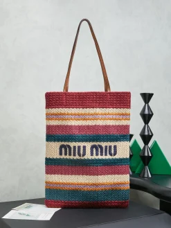 MIU MIU Totes Bags Cotton Lining (Beige-Red-Teal-Navy) 30X38CM E00202608090395
