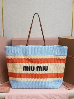 MIU MIU Totes Bags Cotton Lining (Blue-Orange) 40X34X16CM E50202608091186