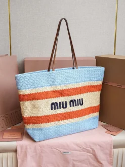 Alternative view of MIU MIU Totes Bags Cotton Lining (Blue-Orange) 40X34X16CM E50202608091186