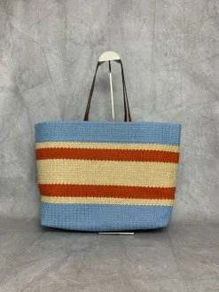 MIU MIU Totes Bags Cotton Lining (Blue-Orange-Beige) 40X34X16CM E50202608090976