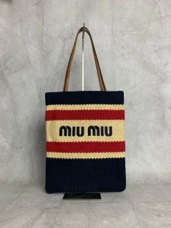 MIU MIU Totes Bags Cotton Lining (Navy-Red-Beige) 30X38CM E00202608090973