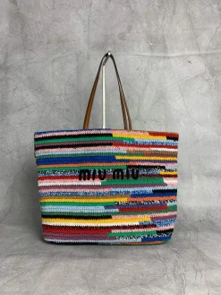 MIU MIU Totes Bags Cotton (Multicolor-Brown) 40X34X16CM G80202608090972