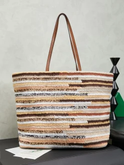 Alternative view of MIU MIU Totes Bags Cotton Weave (Brown-Beige) 40X34X16CM G80202608090762