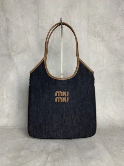 MIU MIU Totes Bags Denim (Denim Blue-Brown) 35X40X60 CM E50202608090116