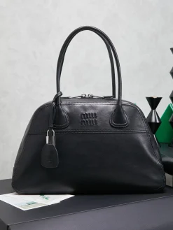 MIU MIU Totes Bags Distressed Lambskin (Black) 40X24X13CM I00202608090598
