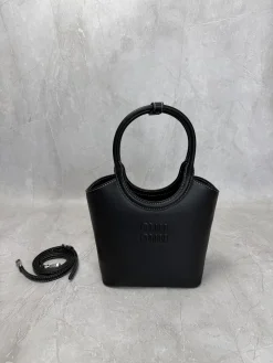 MIU MIU Totes Bags Leather (Black) 17X19X8CM E80202608090771