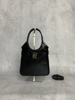 MIU MIU Totes Bags Leather (Black-Gold) 20X24 CM E50202608090618