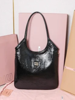 MIU MIU Totes Bags Patent Leather (Black-Gold) 35X40CM F50202608091248