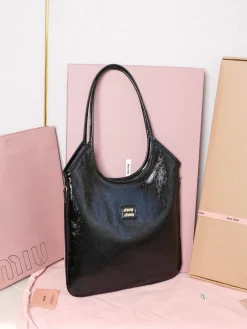 Alternative view of MIU MIU Totes Bags Patent Leather (Black-Gold) 35X40CM F50202608091248