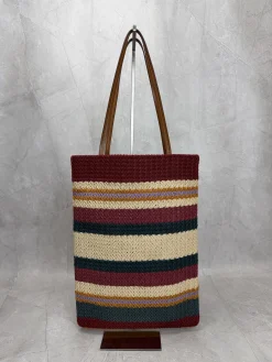 Alternative view of MIU MIU Totes Bags Raffia Cotton (Burgundy-Beige-Navy) 30X38CM E00202608090490