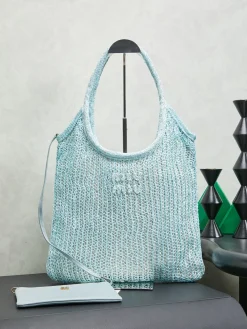 MIU MIU Totes Bags Sequin Mesh (Blue-Gold) 35X40 CM G00202608090297