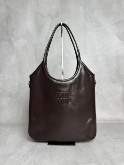 MIU MIU Totes Bags Waxed Calf Leather (Brown) 35X40CM F50202608091405