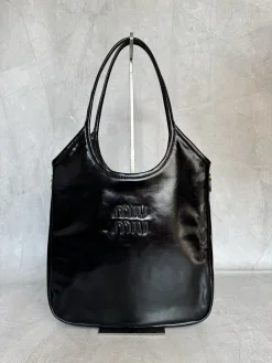 MIU MIU Totes Bags Waxed Leather (Black) 35X40CM F50202608091403