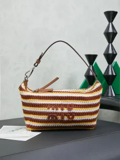 MIU MIU Trend Bags Woven Fabric (Brown-White-Yellow) 19X10X14CM E80202608090065
