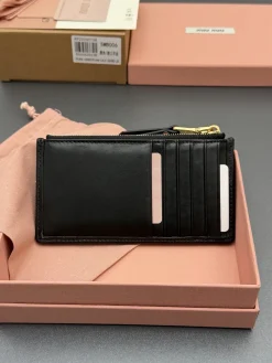 Alternative view of MIU MIU Wallet Bags Lamb Leather (Black-Gold) 15X8CM B80202608091499