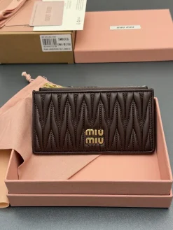 MIU MIU Wallet Bags Lamb Leather (Brown-Gold) 15X8CM B80202608091497