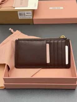 Alternative view of MIU MIU Wallet Bags Lamb Leather (Brown-Gold) 15X8CM B80202608091497