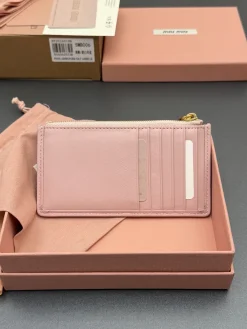 Alternative view of MIU MIU Wallet Bags Lamb Leather (Pink-Gold) 15X8CM B80202608091495