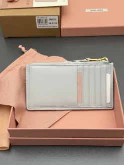 Alternative view of MIU MIU Wallet Bags Lambskin Leather (Grey-Gold) 15X8CM B80202608091500