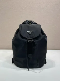 PRADA Backpacks Bags Nylon Leather (Black) 25X35X15CM D80202608081137