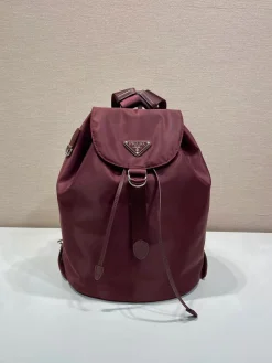 PRADA Backpacks Bags Nylon Leather (Burgundy) 25X35X15CM D80202608081140
