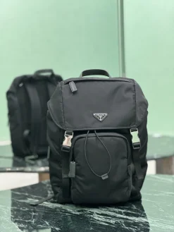 PRADA Backpacks Bags Parachute Fabric (Black) 27x45x17 CM E80202608081764