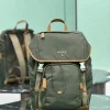 PRADA Backpacks Bags Parachute Fabric (Green-Brown) 27X45X17CM F40202608081766