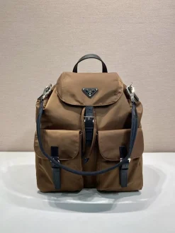 PRADA Backpacks Bags Re-Nylon (Brown-Black) 34x39x15 cm E20202608081198