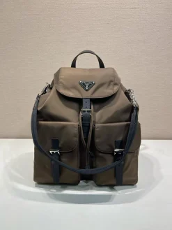 PRADA Backpacks Bags Re-Nylon (Brown-Navy) 34X39X15CM E20202608081197