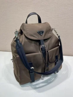 Alternative view of PRADA Backpacks Bags Re-Nylon (Brown-Navy) 34X39X15CM E20202608081197