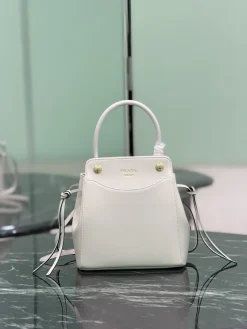 PRADA Bucket Bags Calf Leather (White-Gold) 19X21X7CM F10202608081385