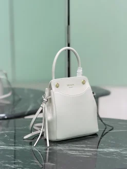 Alternative view of PRADA Bucket Bags Calf Leather (White-Gold) 19X21X7CM F10202608081385