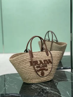 Alternative view of PRADA Bucket Bags Raffia Leather (Beige-Brown) 27X56X28CM F00202608081801