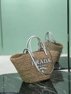 Alternative view of PRADA Bucket Bags Raffia Leather (Brown-White) 27X56X28CM F00202608081802