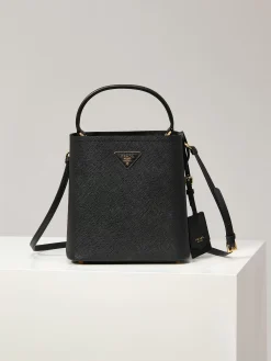 PRADA Bucket Bags Saffiano Leather (Black-Gold) 22X23X13CM G70202608081099