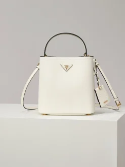 PRADA Bucket Bags Saffiano Leather (White-Gold) 22X23X13CM G70202608081098