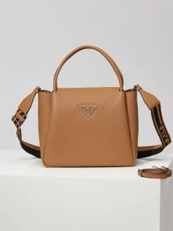 PRADA Casual Bags Deerskin Calfskin (Brown-Black) 32X26X13CM H10202608081034