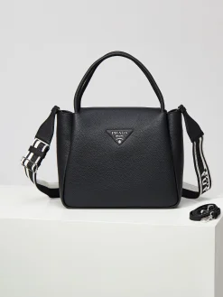 PRADA Casual Bags Deerskin Leather (Black-Silver) 32X26X13CM H10202608081035