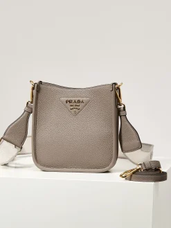 PRADA Casual Bags Leather (Gray-Gold) 19X20X6 CM F60202608080927