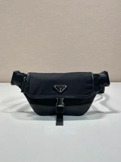 PRADA Crossbody Bags Nylon Leather (Black) 18X15X5CM D00202608081202