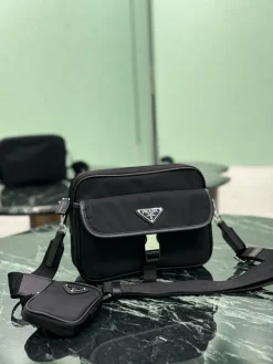 Alternative view of PRADA Crossbody Bags Nylon Leather (Black-Silver) 22X16X5 CM D00202608081756