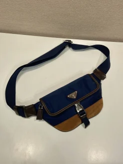Alternative view of PRADA Crossbody Bags Nylon Leather (Blue-Brown) 18X15X5CM D00202608081200