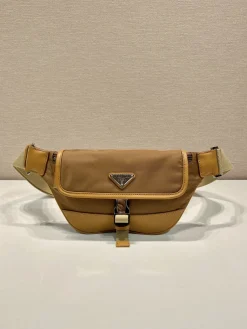PRADA Crossbody Bags Nylon Leather (Brown-Tan) 18X15X5CM D00202608081201