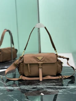 PRADA Crossbody Bags Recycled Nylon (Brown-Gold) 30X14X10CM D40202608081732