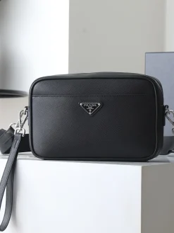 PRADA Crossbody Bags Saffiano Leather (Black-Silver) E40202608080255