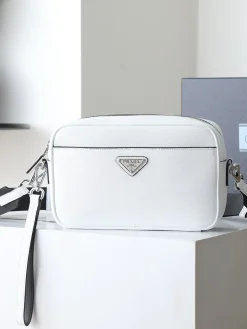 PRADA Crossbody Bags Saffiano Leather (White-Black) One Size E40202608080254